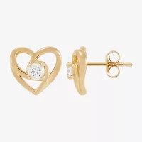 (H-I,Si2) 1/4 CT. T.W. Lab Grown White Diamond 14K Gold Over Silver Sterling Silver 9.6mm Heart Stud Earrings