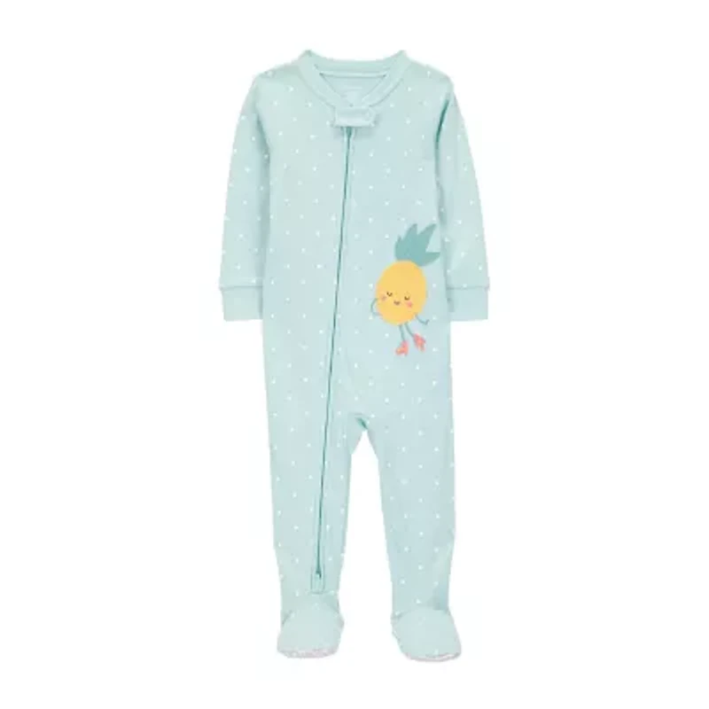 Carter's Baby Girls Footed Rib Crew Neck Long Sleeve One Piece Pajama