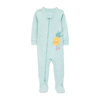 Carter's Baby Girls Footed Rib Crew Neck Long Sleeve One Piece Pajama