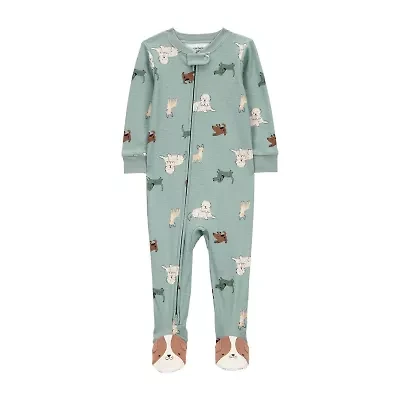 Carter's Baby Boys Footed Rib Crew Neck Long Sleeve One Piece Pajama