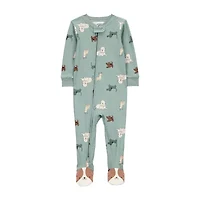 Carter's Baby Boys Rib Crew Neck Long Sleeve One Piece Pajama