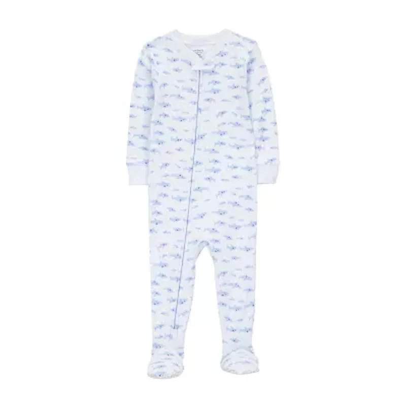 Carter's Baby Boys Footed Rib Crew Neck Long Sleeve One Piece Pajama