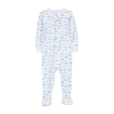 Carter's Baby Boys Footed Rib Crew Neck Long Sleeve One Piece Pajama