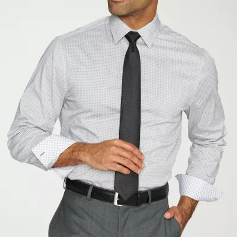 Nick Graham Mens Spread Collar Long Sleeve Shirt + Tie Set