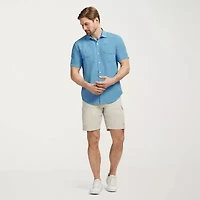 IZOD Sunshield Performance Mens Short Sleeve Regular Fit Stretch Fabric Button-Down Shirt