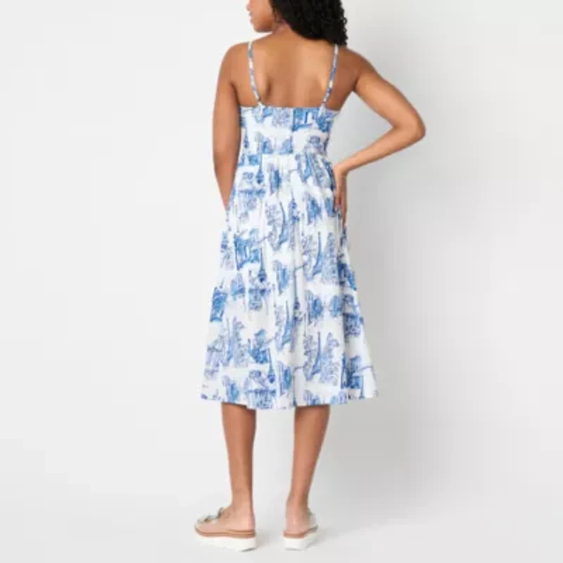 by&by Womens Juniors Sleeveless Floral Fit + Flare Dress