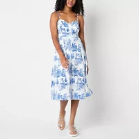 by&by Womens Juniors Sleeveless Floral Fit + Flare Dress