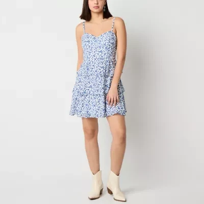 by&by Womens Sleeveless Floral Juniors Fit + Flare Dress