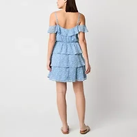 by&by Womens Floral Juniors Fit + Flare Dress