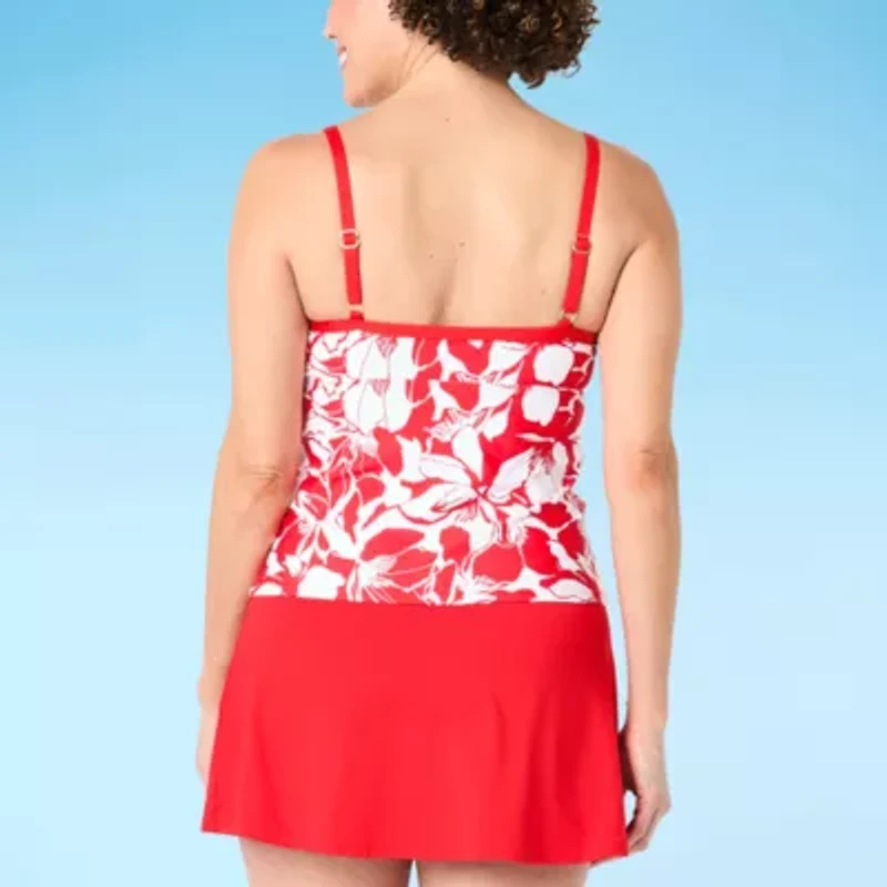 Liz Claiborne Womens Lined Floral Tankini Swimsuit Top
