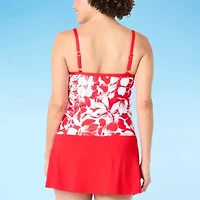 Liz Claiborne Womens Lined Floral Tankini Swimsuit Top