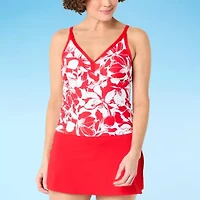 Liz Claiborne Womens Lined Floral Tankini Swimsuit Top