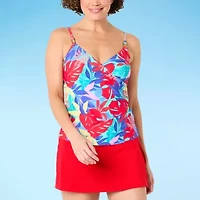 Liz Claiborne Womens Lined Tankini Swimsuit Top