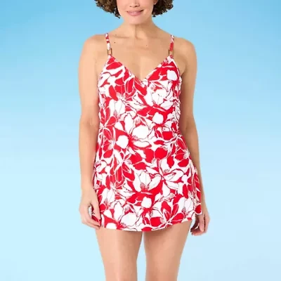 Liz Claiborne Womens Adjustable Features Floral One Piece Swimsuit