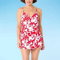 Liz Claiborne Womens Adjustable Features Floral One Piece Swimsuit