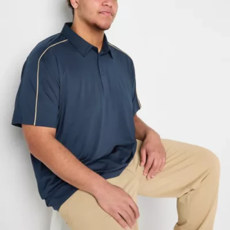 Xersion Everair Piped Big and Tall Mens Short Sleeve Polo Shirt