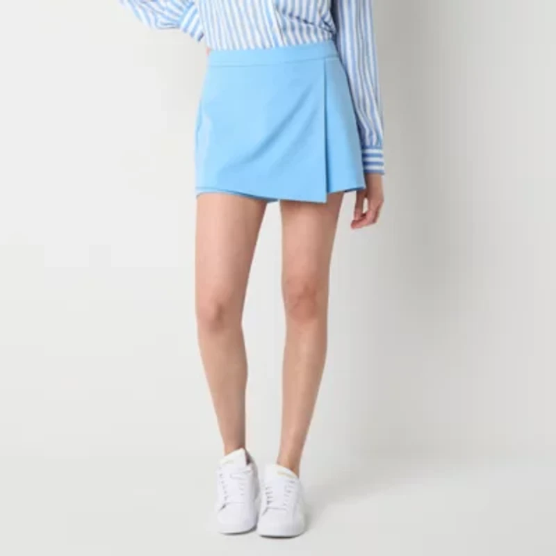 by&by Built Shorts Womens Juniors Mid Rise Wrap Skirt
