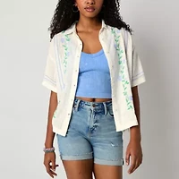 Arizona Womens Juniors Short Sleeve Camp Shirt