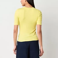 Worthington Womens Short Sleeve Mock Neck Top
