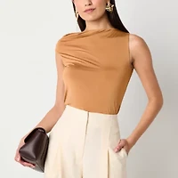 Worthington Womens Asymmetrical Neck Short Sleeve Blouse