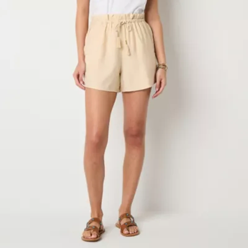 a.n.a. Womens Drawstring Drapey 4" Pull On Short