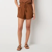 a.n.a. Womens Drawstring Drapey 4" Pull On Short