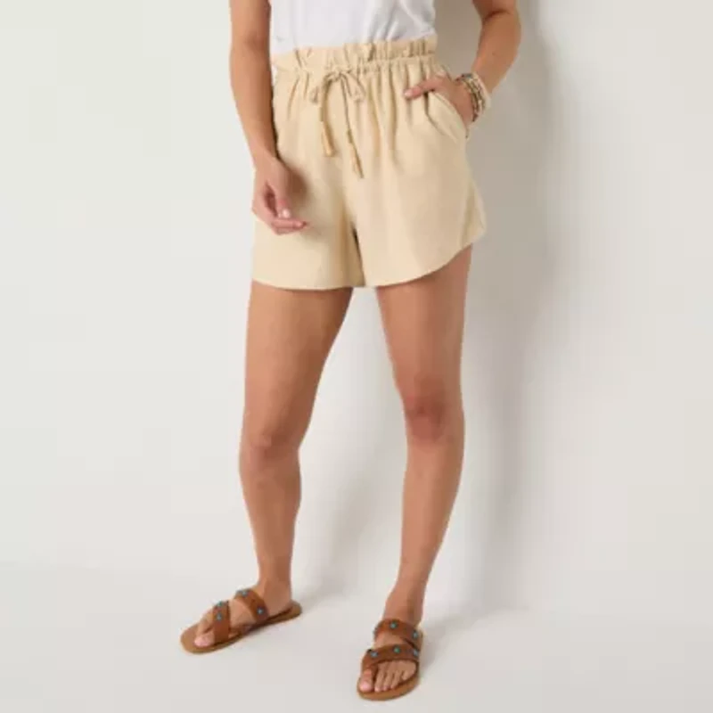a.n.a. Womens Drawstring Drapey 4" Pull On Short