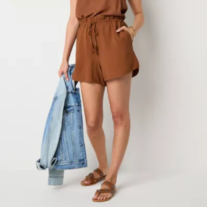 a.n.a. Womens Drawstring Drapey 4" Pull On Short