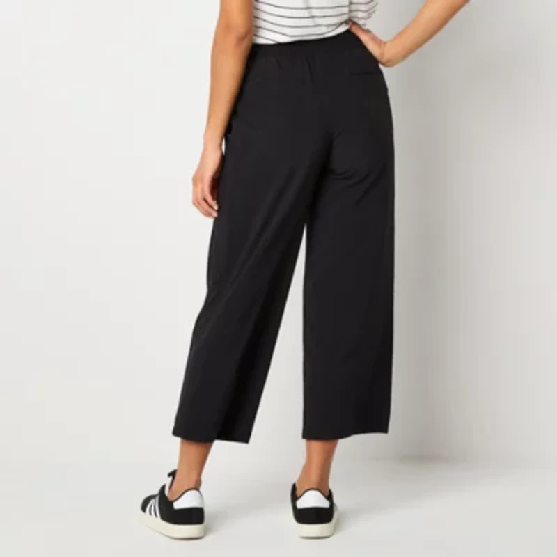 Stylus Womens Wide Leg Mid Rise Cropped Pant