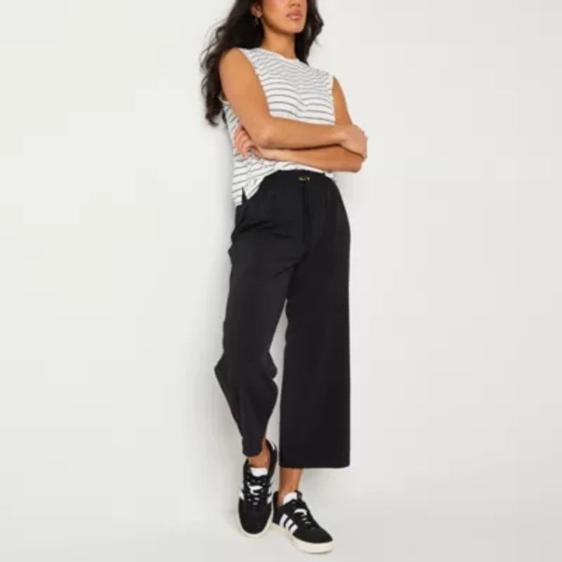 Stylus Womens Wide Leg Mid Rise Cropped Pant