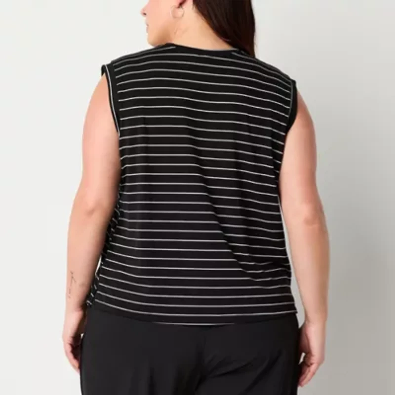 Stylus Womens Plus Crew Neck Sleeveless T-Shirt