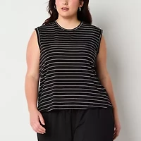 Stylus Womens Plus Crew Neck Sleeveless T-Shirt