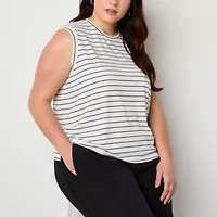 Stylus Womens Crew Neck Sleeveless Plus T-Shirt