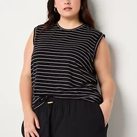 Stylus Womens Plus Crew Neck Sleeveless T-Shirt