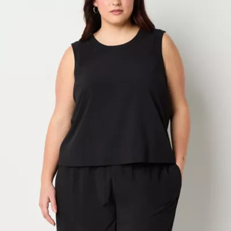 Stylus Plus Womens Crew Neck Sleeveless Shell