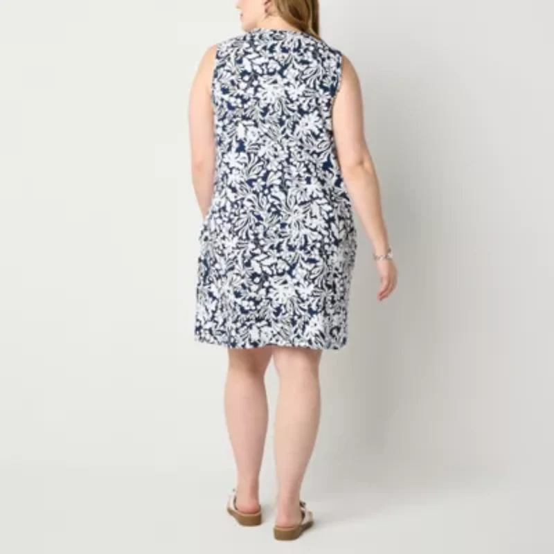 St. John's Bay Womens Plus Sleeveless Shift Dress