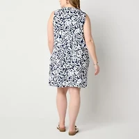 St. John's Bay Womens Plus Sleeveless Shift Dress