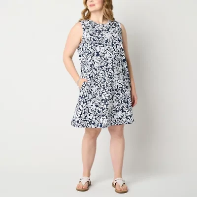 St. John's Bay Womens Plus Sleeveless Shift Dress