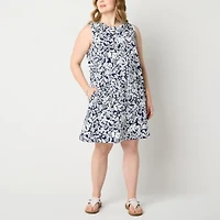 St. John's Bay Womens Plus Sleeveless Shift Dress