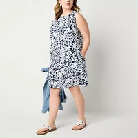 St. John's Bay Womens Plus Sleeveless Shift Dress