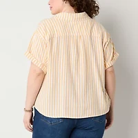 a.n.a Womens Short Sleeve Plus Blouse