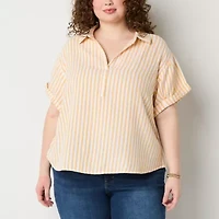 a.n.a Womens Short Sleeve Plus Blouse