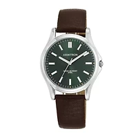 Armitron® Men's 5138 Green Dial Silver-Tone Bezel Leather Strap Watch