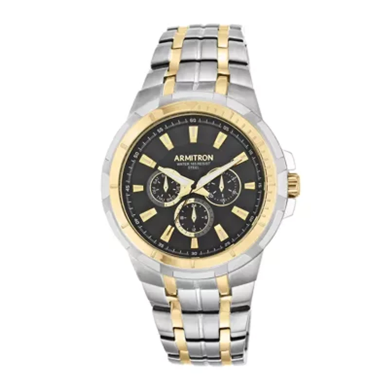 Armitron® Men's 5144 Black Dial Two-Tone Stainless Steel Watch