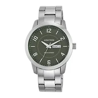 Armitron® Mens 5142 Green Dial Stainless Steel Watch