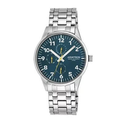 Armitron® Mens 5145 Blue Dial Stainless Steel Watch
