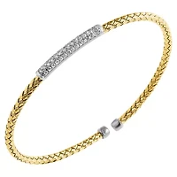 Paris 1901 By Charles Garnier Womens Cubic Zirconia 18K Gold Over Silver Cuff Bracelet