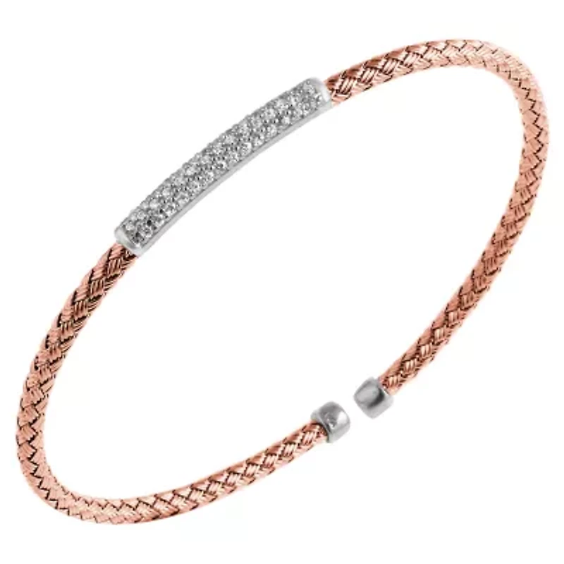 Paris 1901 By Charles Garnier Womens Cubic Zirconia 18K Rose Gold Over Silver Cuff Bracelet