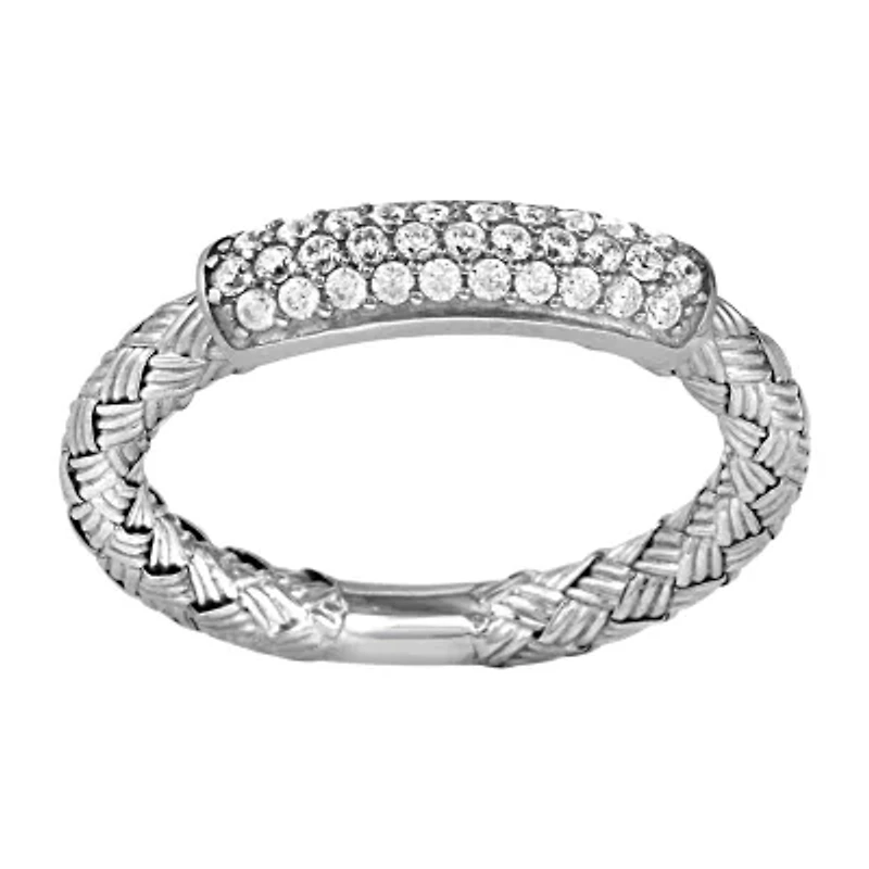 Paris 1901 By Charles Garnier Womens Cubic Zirconia Sterling Silver Band