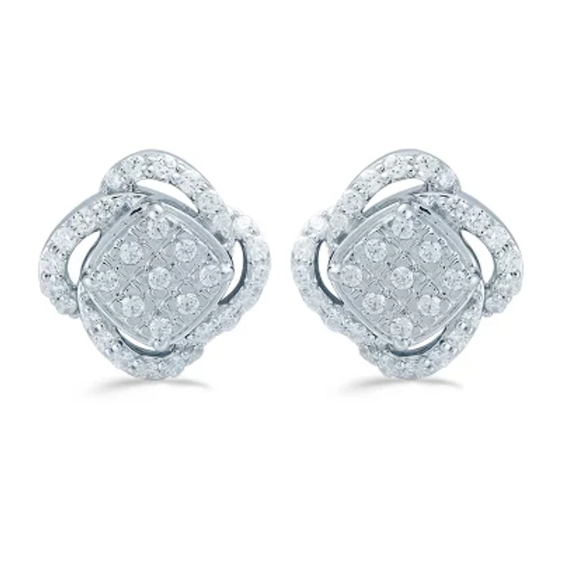 1/2 CT. T.W. Natural White Diamond Sterling Silver 10.1mm Stud Earrings